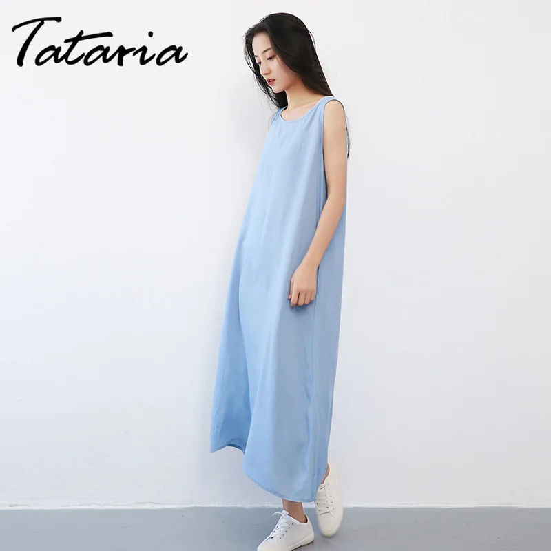 Tataria 2019 Summer Women Vest Dress Women Sleeveless Solid Color Beach Dress Female Elegant A-line Sundress Streetwear
Tataria 2019 Summer Women Vest Dress Women Sleeveless Solid Color Beach Dress Female Elegant A-line Sundress Streetwear