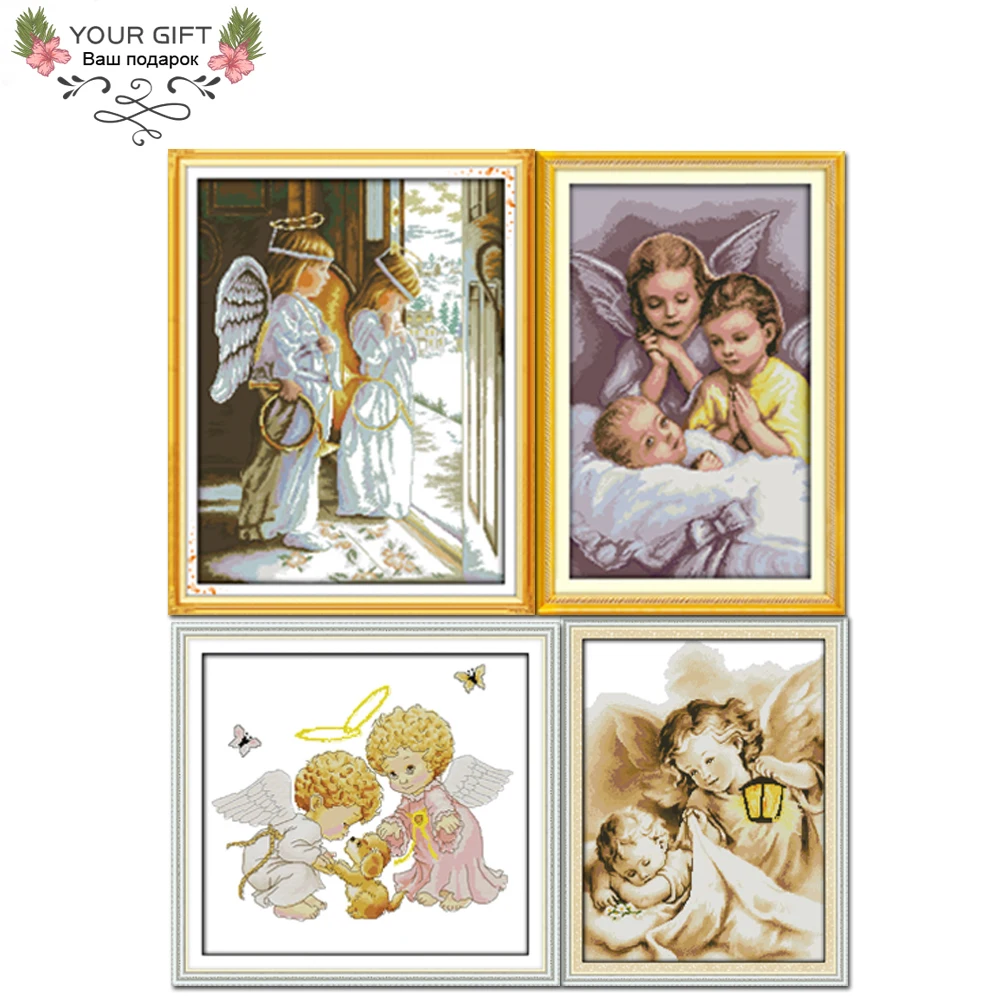 Joy Sunday Angel Home Decoration R731R804R940R959 14CT 11CT Counted Stamped Angel's Dream Play Comfort Prayer Cross Stitch Kit | Дом и сад