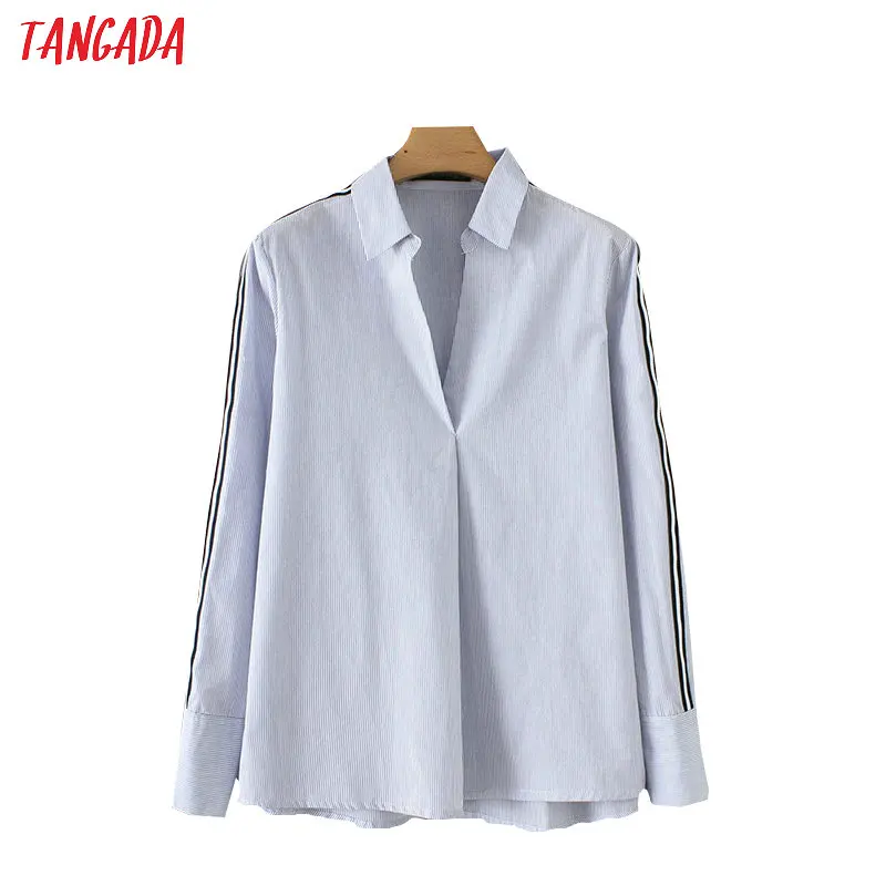 Tangada women striped blouse long sleeve turn down collar loose shirts elegant female casual chic tops blusas YD181
Tangada women striped blouse long sleeve turn down collar loose shirts elegant female casual chic tops blusas YD181