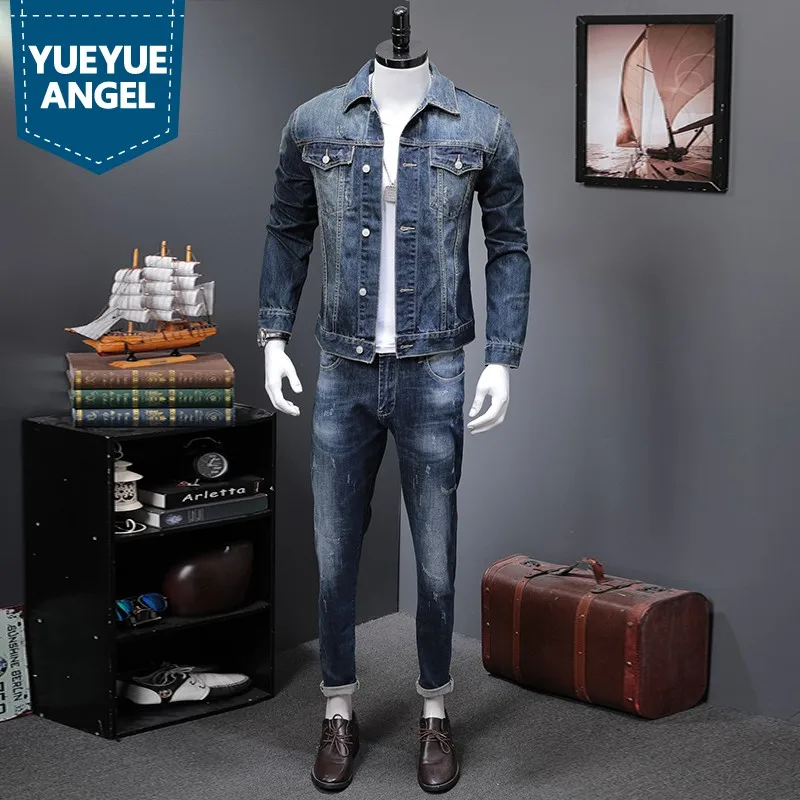 Spring New Men Set Korean Slim Embroidery Denim Jacket + Jeans Two Pieces Set Street Style Animal Print Denim Short Coat Male
Spring New Men Set Korean Slim Embroidery Denim Jacket + Jeans Two Pieces Set Street Style Animal Print Denim Short Coat Male
