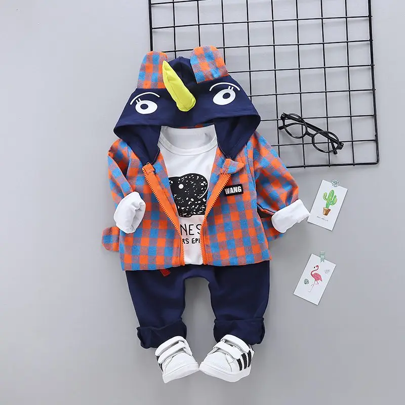 3PCS Baby Boy Girls Clothes Suit 2019 Spring Lattice Cartoon Hooded Jacket + Shirts Top+ Pants Male Baby Suits Bebes Jogging Set
3PCS Baby Boy Girls Clothes Suit 2019 Spring Lattice Cartoon Hooded Jacket + Shirts Top+ Pants Male Baby Suits Bebes Jogging Set