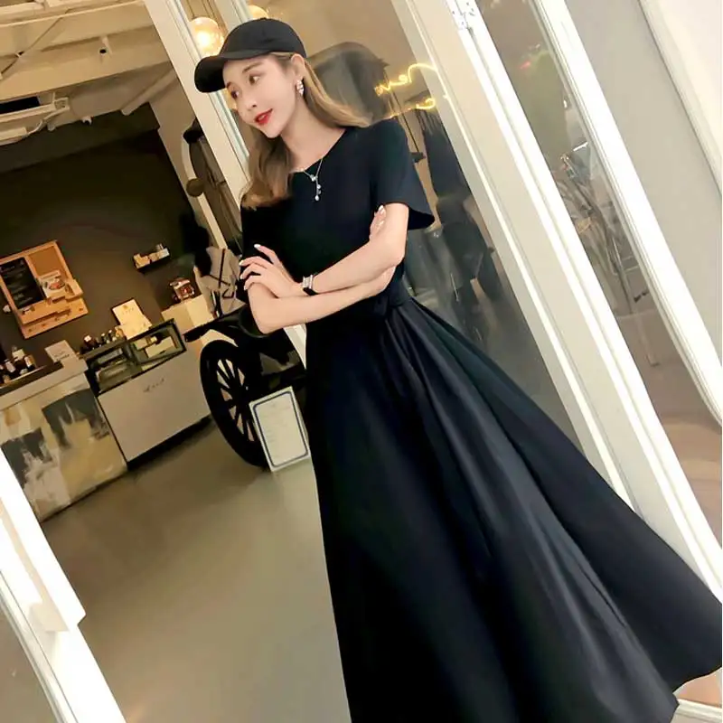 Female 2019 Summer New Waist Dress Elegant Retro Round Neck Short Sleeve Large Swing Medium Long robe femme black
Female 2019 Summer New Waist Dress Elegant Retro Round Neck Short Sleeve Large Swing Medium Long robe femme black