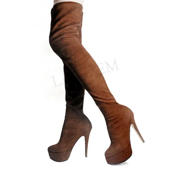 LAIGZEM Trendy Women Thigh High Boots Brown Faux Suede Stiletto Heels Slip On Boots Over Knee Shoes Botines Mujer Big Size 34-52
LAIGZEM Trendy Women Thigh High Boots Brown Faux Suede Stiletto Heels Slip On Boots Over Knee Shoes Botines Mujer Big Size 34-52