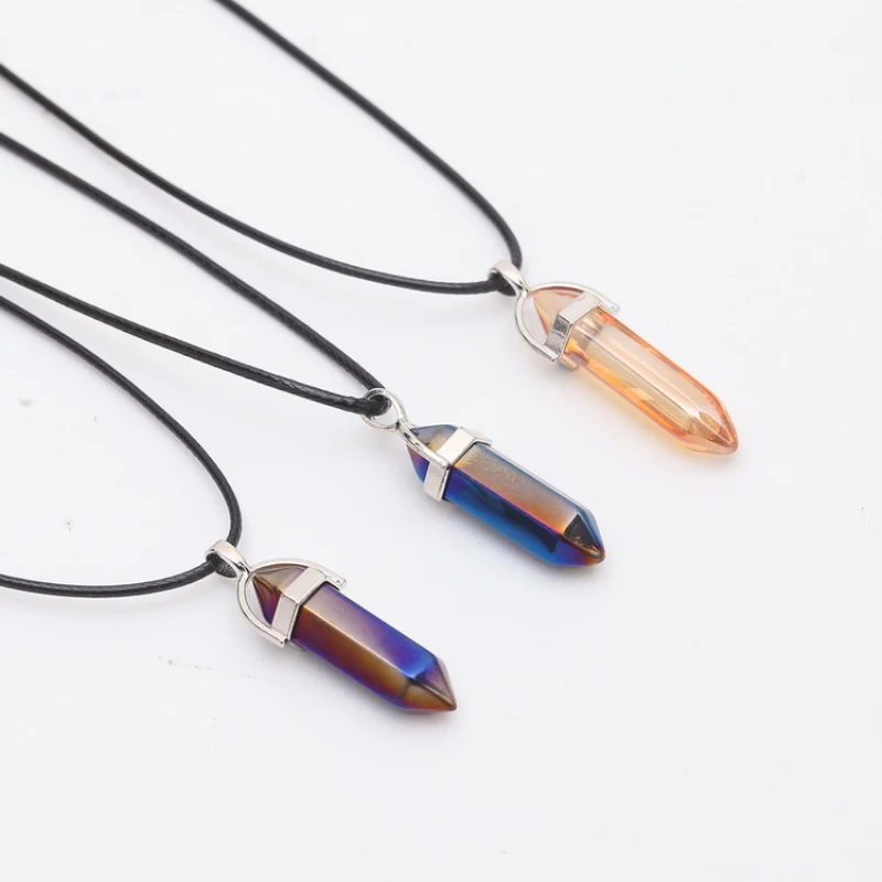Meajoe Trendy Bullet Shape Crystal Quartz Gem Natural Stone Pendant Necklace Titanium Coated Rainbow Charm Women Jewelry Gift
Meajoe Trendy Bullet Shape Crystal Quartz Gem Natural Stone Pendant Necklace Titanium Coated Rainbow Charm Women Jewelry Gift