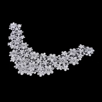 1PCS White Embroidery Lace Floral Collar Embroidered Floral Lace Neckline Neck Collar Trim Clothes Sewing Patch