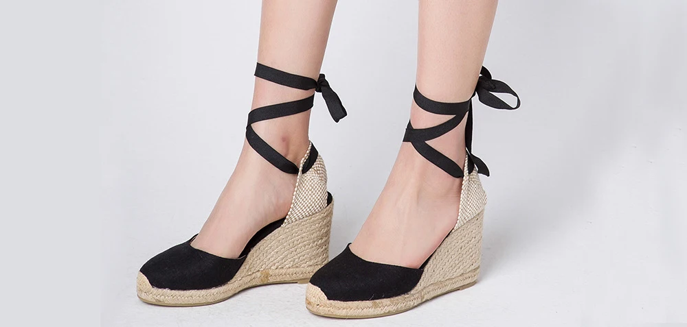 peep toe espadrille wedges with ankle ties