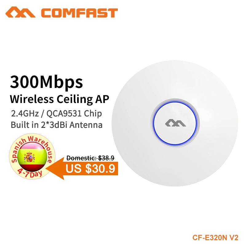 COMFAST Wireless AP 300Mbps Ceiling AP 802.11b/g/n WiFi Router Indoor AP for Big Area WiFi Coverage Access Point AP CF-E320N-V2
COMFAST Wireless AP 300Mbps Ceiling AP 802.11b/g/n WiFi Router Indoor AP for Big Area WiFi Coverage Access Point AP CF-E320N-V2