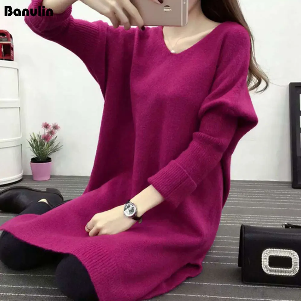 Banulin Sexy V neck warm knitting sweater dress Women elegant long sleeve pullover female winter dress Autumn casual jumper
Banulin Sexy V neck warm knitting sweater dress Women elegant long sleeve pullover female winter dress Autumn casual jumper