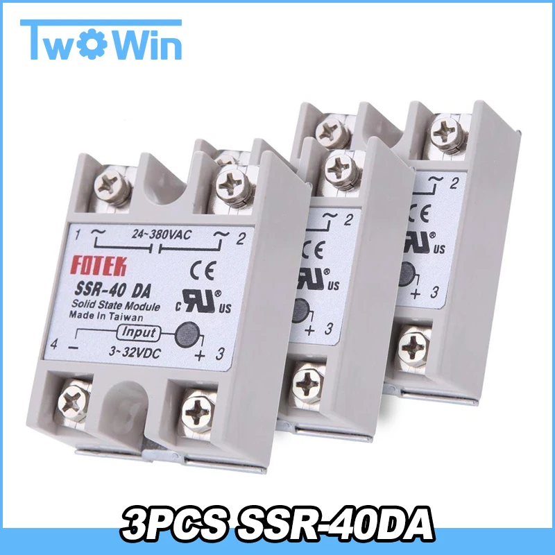 3PCS Solid State Relay DC 40 ssr 40a solid state relay single-phase input 3-32V DC output 24-380V AC
3PCS Solid State Relay DC 40 ssr 40a solid state relay single-phase input 3-32V DC output 24-380V AC