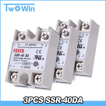3PCS Solid State Relay DC 40 ssr 40a solid state relay single-phase input 3-32V DC output 24-380V AC
3PCS Solid State Relay DC 40 ssr 40a solid state relay single-phase input 3-32V DC output 24-380V AC