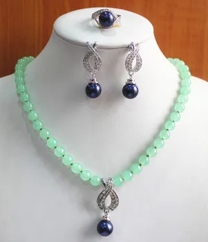 best gift jewelry set!Wholesale factory price Women's light green semi-precious jade stone Necklace earring ring(7/8/9) set #111 
best gift jewelry set!Wholesale factory price Women's light green semi-precious jade stone Necklace earring ring(7/8/9) set #111