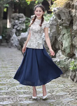 Novelty Stylish Chinese Women's Shirt Skirts Sets Cotton Linen Tang Suit Clothing Size S M L XL XXL XXXL 2518-3
Novelty Stylish Chinese Women's Shirt Skirts Sets Cotton Linen Tang Suit Clothing Size S M L XL XXL XXXL 2518-3