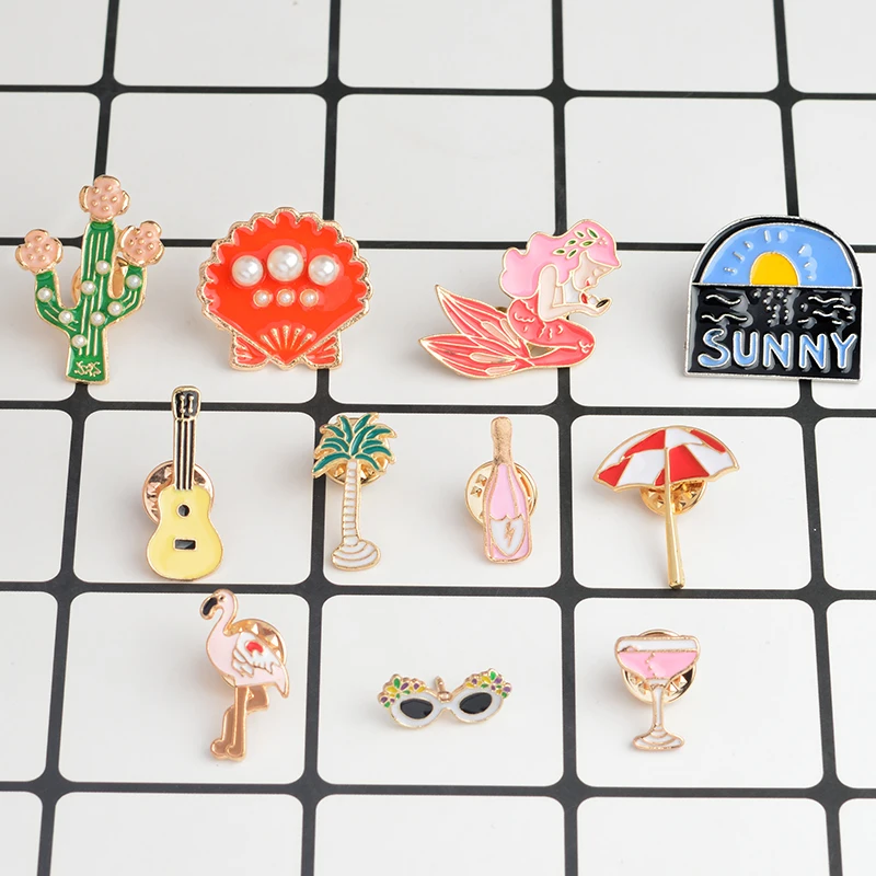 Cartoon Summer Brooch Sunny Guitar Palm tree Sunglasses Cocktail Flamingos Parasols Mermaid Cactus Shell Pin Buckle Badge Gifts
Cartoon Summer Brooch Sunny Guitar Palm tree Sunglasses Cocktail Flamingos Parasols Mermaid Cactus Shell Pin Buckle Badge Gifts