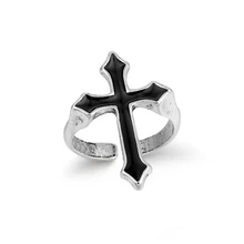GEOMEE 1PC Vintage Black Big Cross Open Ring For Women Party Jewelry Men Trendy Gothic GEOMEE 1PC Vintage Black Big Cross Open Ring For Women Party Jewelry Men Trendy Gothic