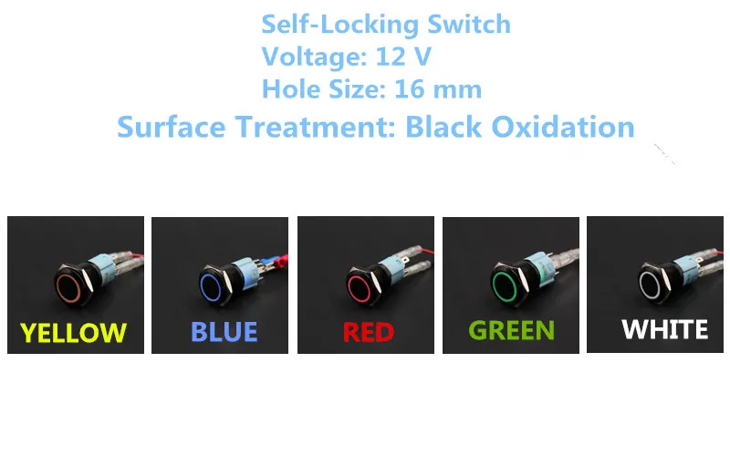 1PCS/LOT YT1057 16 mm Black Oxidation Metal Push Button Switch Automatic/Self-Locking Switch Whith 5 Colors LED 12V
1PCS/LOT YT1057 16 mm Black Oxidation Metal Push Button Switch Automatic/Self-Locking Switch Whith 5 Colors LED 12V