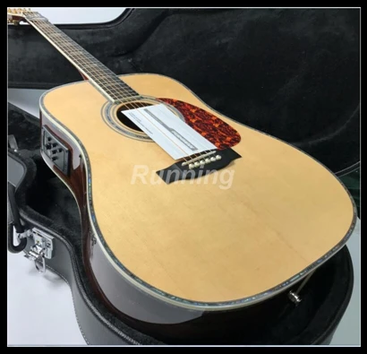 

Top Quality Electric Acoustic Guitar Solid Spruce Dovetail Vertebral Joint Bone Nut&Saddles Abalone Inlay Rosewood Back&side Eb