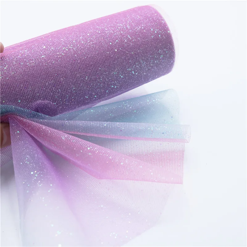15cm 10y Rainbow Glitter Tulle Roll Diy Manual Craft For Chair