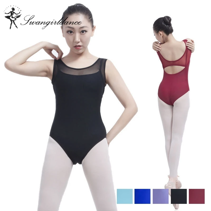 free shipping mesh tank dance sexy leotard women ballet dance training clothes adult spandex ballet dancewear girls ML6017