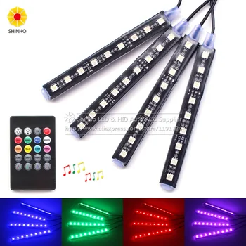 4Pcs Wireless Remote Music Voice Sound Control Car RGB LED Flash Neon Interior Light Lamp Strip Dash Floor Atmosphere Lights
4Pcs Wireless Remote Music Voice Sound Control Car RGB LED Flash Neon Interior Light Lamp Strip Dash Floor Atmosphere Lights