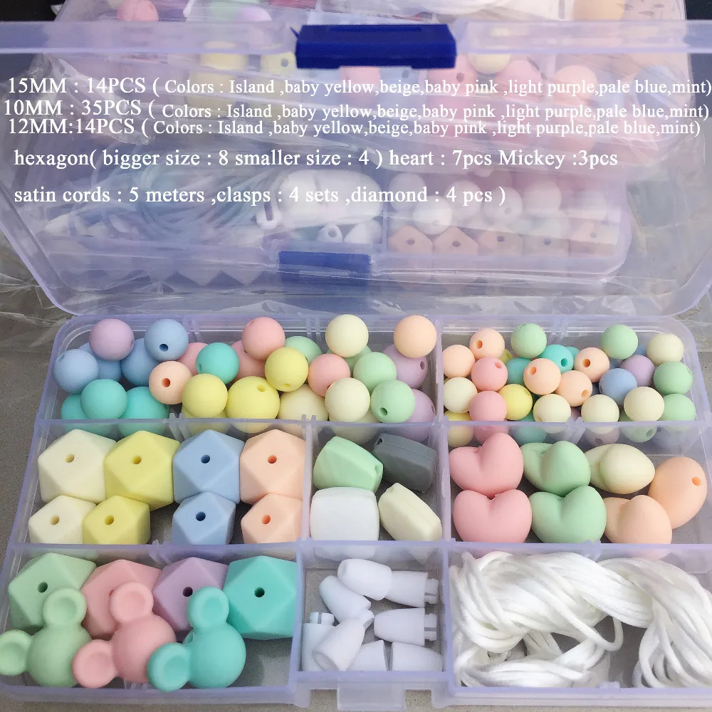 Silicone Teething Accessories DIY Unfinished Silicone Beads Set Chew Food Grade Silicone Beads Baby Teether
Silicone Teething Accessories DIY Unfinished Silicone Beads Set Chew Food Grade Silicone Beads Baby Teether