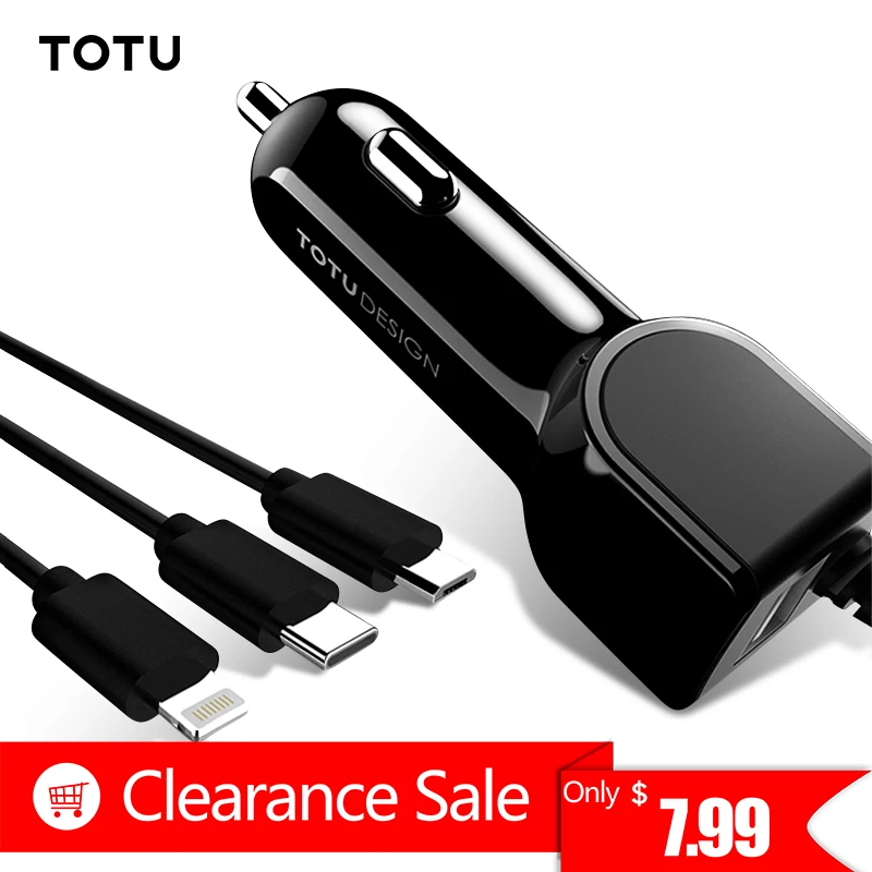 TOTU 3 in 1 Car Phone Charger For iPhone X 8 7 Plus 8 Pin Type C Micro USB Spring Cable Fast Charging Mobile Phone Car-Charger
TOTU 3 in 1 Car Phone Charger For iPhone X 8 7 Plus 8 Pin Type C Micro USB Spring Cable Fast Charging Mobile Phone Car-Charger