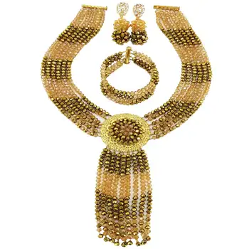 Beautiful Gold Color Champagne Gold AB African Women Wedding Beaded Jewelry Sets 6C-ZPHLS-12
Beautiful Gold Color Champagne Gold AB African Women Wedding Beaded Jewelry Sets 6C-ZPHLS-12