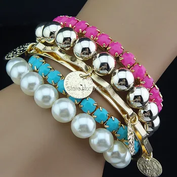 New Arrival 5pcs White Pearl Blue Rose Red Acrylic Gold Plated Mix Fashion Women Bangles Bracelets Wholesale Jewelry Lots A1027
New Arrival 5pcs White Pearl Blue Rose Red Acrylic Gold Plated Mix Fashion Women Bangles Bracelets Wholesale Jewelry Lots A1027