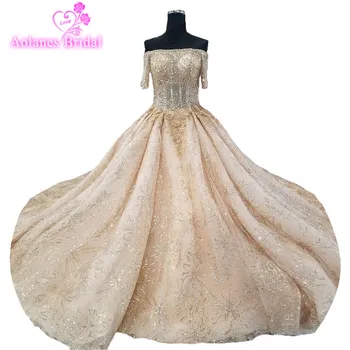 2018 New Arrival Champagne Lace Bridal Gowns Short Sleeves Cathedral Train Ball Gown Princess Wedding Dresses Vestido De Noiva
2018 New Arrival Champagne Lace Bridal Gowns Short Sleeves Cathedral Train Ball Gown Princess Wedding Dresses Vestido De Noiva