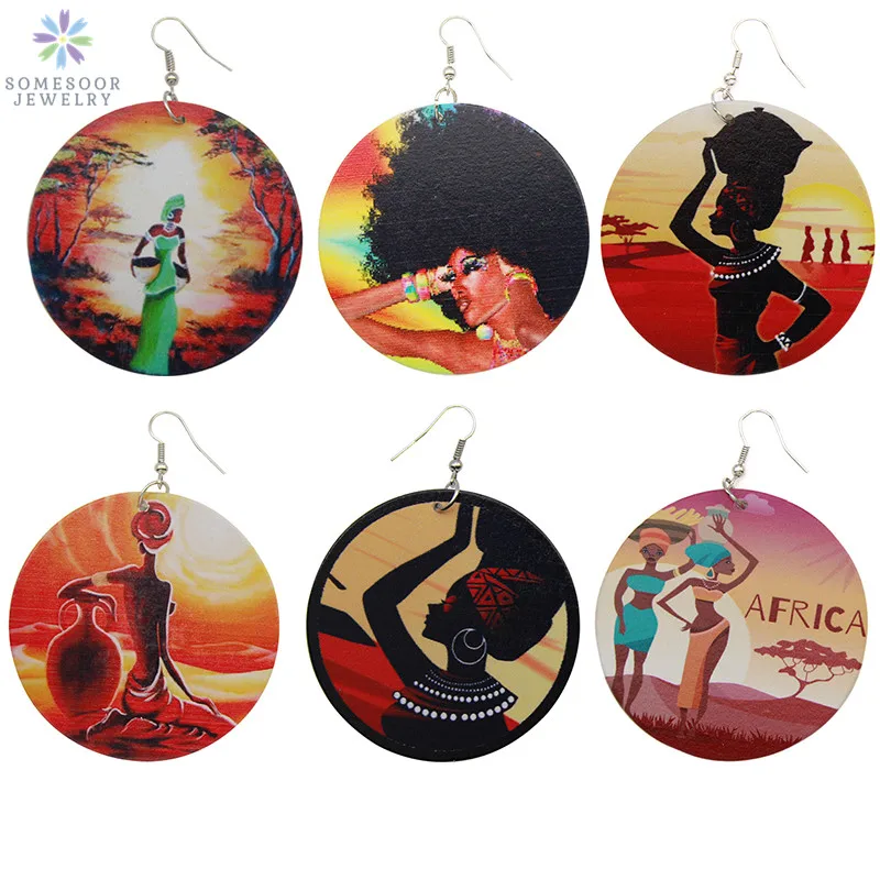 SOMESOOR Printed African Ethnic Wood Drop Earrings Afrocentric Fabric Headwrap Woman Retro Tribal Jewelry For Black Lady Gifts
SOMESOOR Printed African Ethnic Wood Drop Earrings Afrocentric Fabric Headwrap Woman Retro Tribal Jewelry For Black Lady Gifts