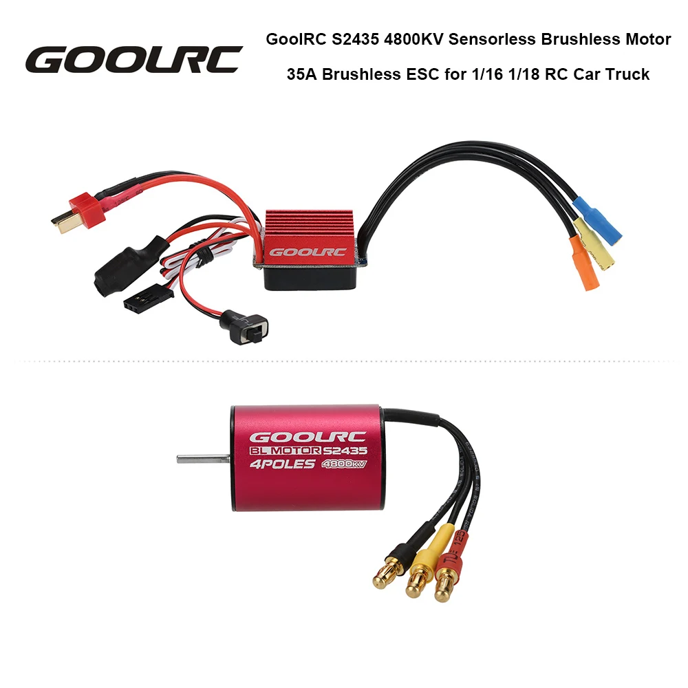 GoolRC S2435 4800KV Sensorless Brushless Motor and 35A Brushless ESC Combo Set for 1:16 1:18 RC Car Truck Toys Model Part
GoolRC S2435 4800KV Sensorless Brushless Motor and 35A Brushless ESC Combo Set for 1:16 1:18 RC Car Truck Toys Model Part