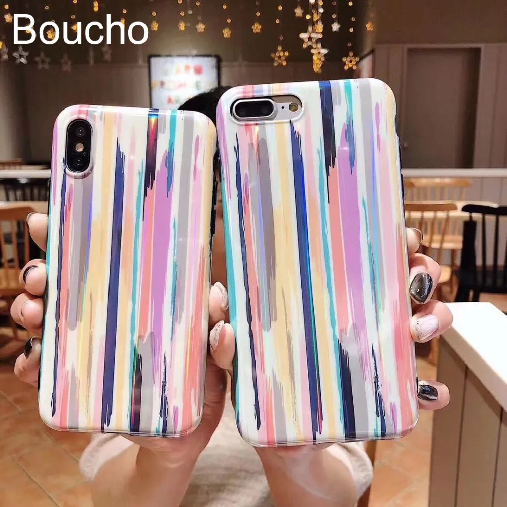 Boucho Colorful Phone Case For iphone XS MAX XR 8plus Fashion Rainbow Pattern Cases For iphone 6 6s 7 8 Plus X Back Cover capa
Boucho Colorful Phone Case For iphone XS MAX XR 8plus Fashion Rainbow Pattern Cases For iphone 6 6s 7 8 Plus X Back Cover capa