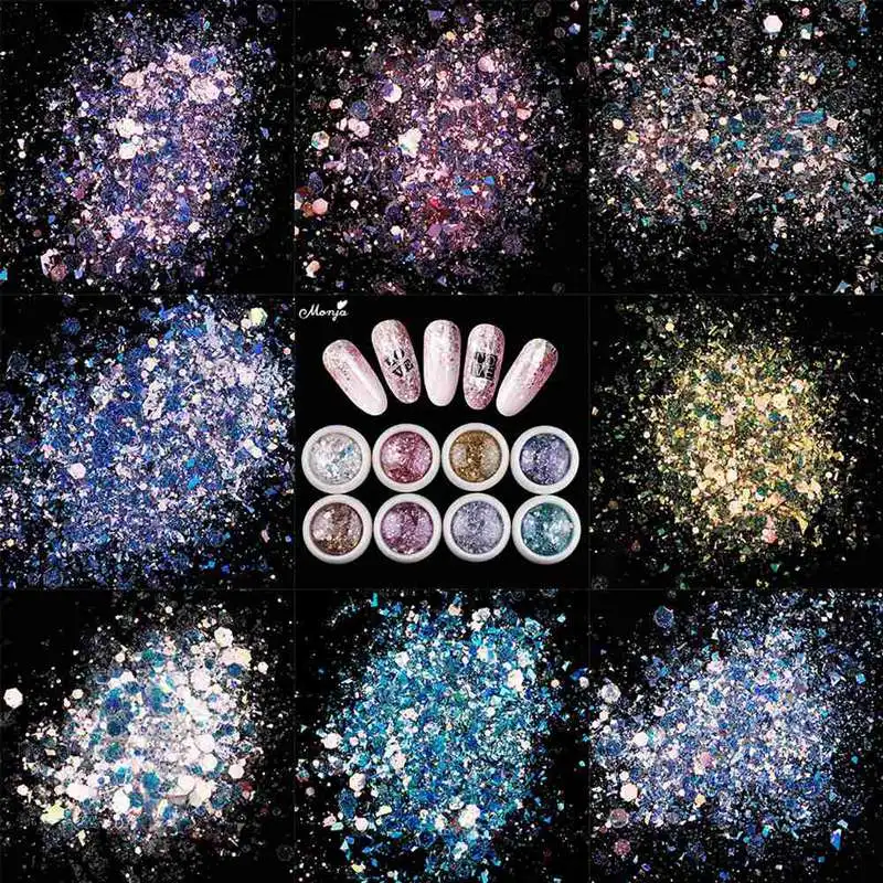 8 Colors Nail Art Glitter Sequins Mixed Shape Flakes UV Gel Polish Sparkling Powder Dust 3D DIY Charm Decorations
8 Colors Nail Art Glitter Sequins Mixed Shape Flakes UV Gel Polish Sparkling Powder Dust 3D DIY Charm Decorations