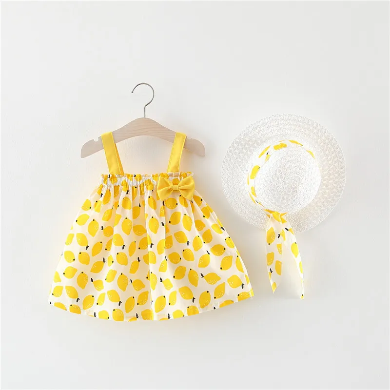 2019 Summer Baby Girls Spaghetti Strap Lemon Print Bow Cute Beach Dress Kids Princess Party Tutu Dresses + Sunhat vestidos
2019 Summer Baby Girls Spaghetti Strap Lemon Print Bow Cute Beach Dress Kids Princess Party Tutu Dresses + Sunhat vestidos
