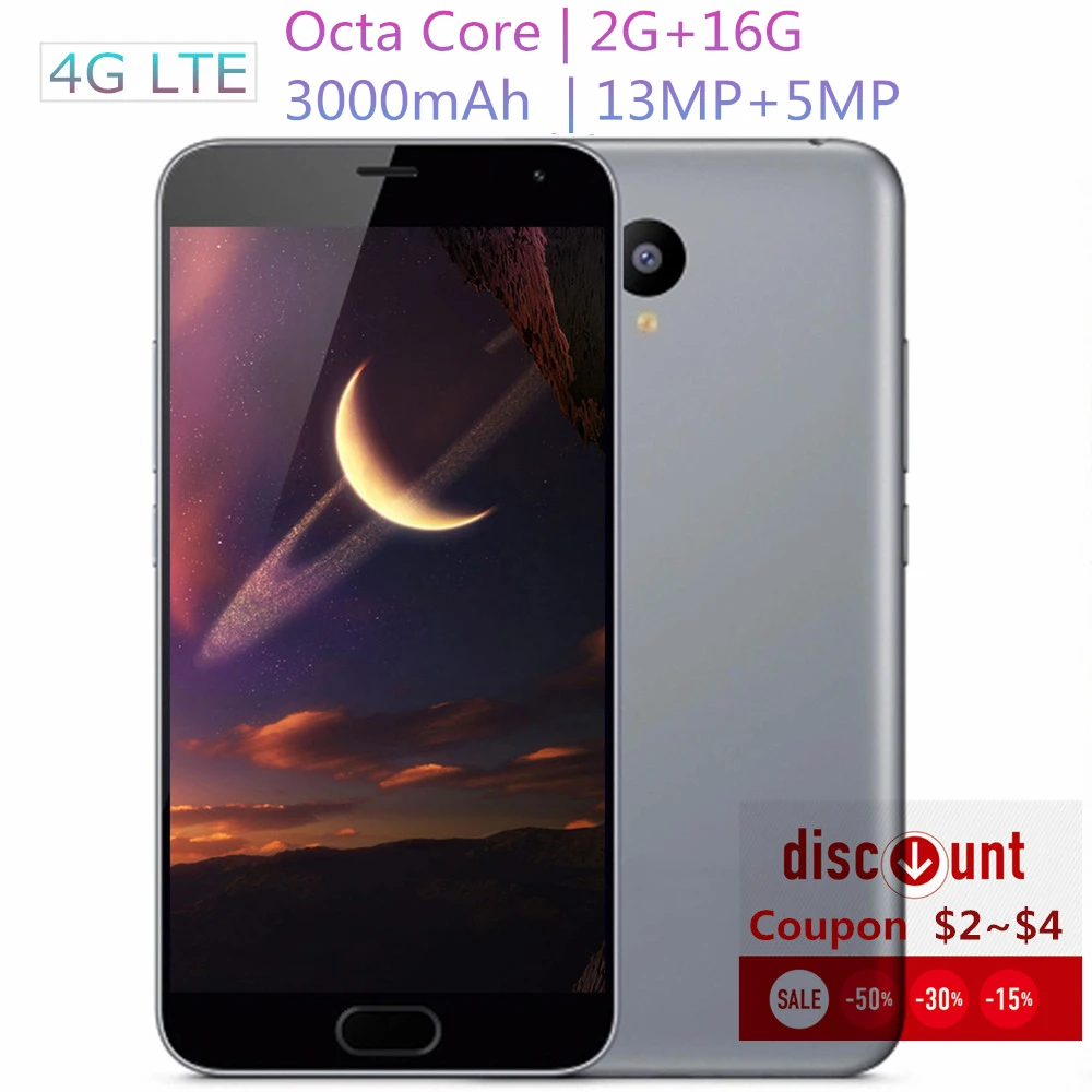 Мобильный телефон 2G ram 16G rom Восьмиядерный MTK 13 МП + 5 4G дюймов FHD 1920x1080 Android смартфоны