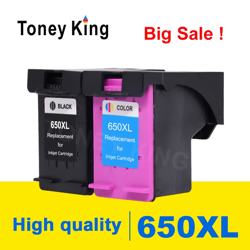 

Совместимый чернильный картридж Toney King 650XL, сменный картридж для HP 650 XL для HP Deskjet 1015 1515 2515 2545 2645 3515 3545 4515 4645
