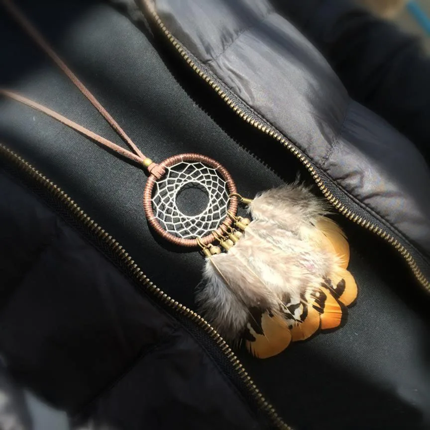 New Fashion Vintage Handmade Dreamcatcher Necklace Feathers Bell Long Rope Sweater Chain Necklace Decoration Ornament
New Fashion Vintage Handmade Dreamcatcher Necklace Feathers Bell Long Rope Sweater Chain Necklace Decoration Ornament