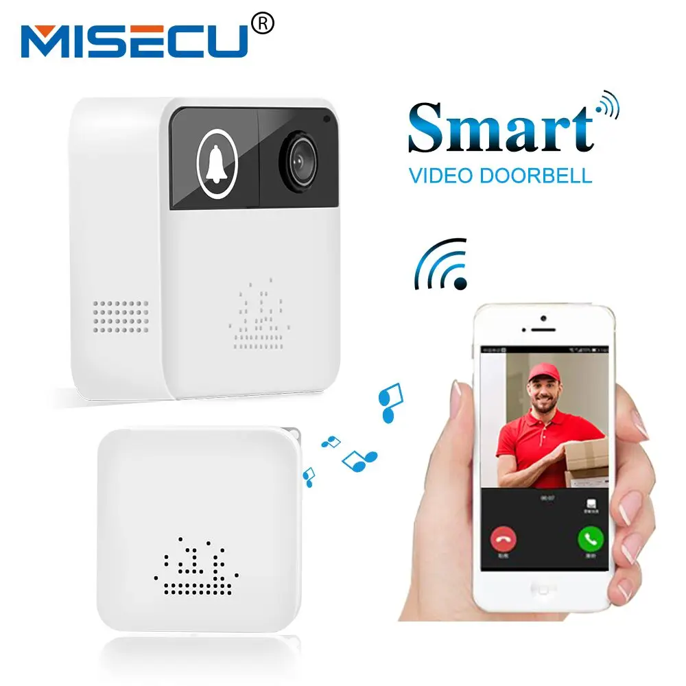 MISECU HD 720P Video Intercom Phone Wireless Wifi Doorbell Battery Audio 35 Songs Optional SD Card Security Camera 2 Way | Безопасность