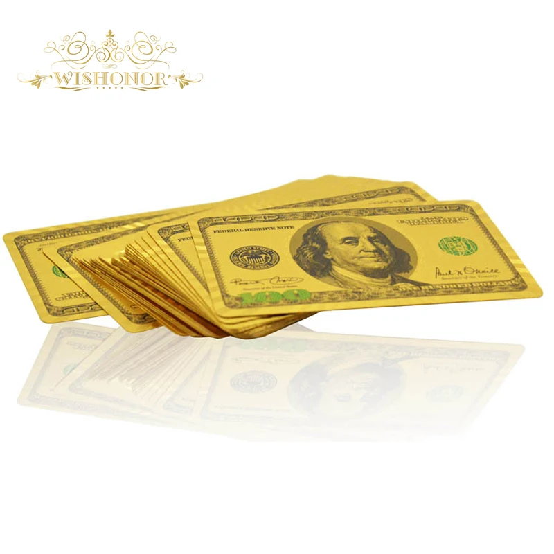 2017 Best Selling Products Color USA 100 Dollar Bill Style Gold Playing Card Custom Color Playing Cards For Casino
2017 Best Selling Products Color USA 100 Dollar Bill Style Gold Playing Card Custom Color Playing Cards For Casino