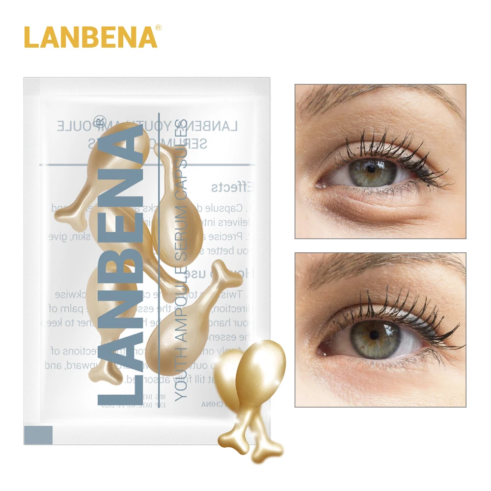 

LANBENA 24K Gold Peptide Wrinkles Eye Eye Ampoule Capsule Serum Anti-Aging Fine Lines Dark Circle Eye Patches Eye Cream 5 Grain