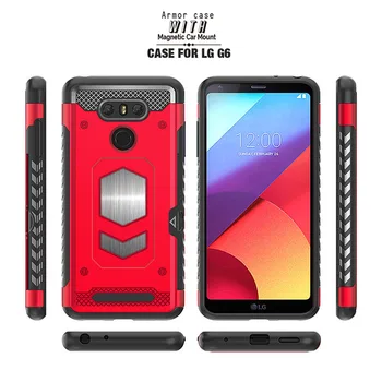 

Shockproof Slim Solid Robot Armor Defender Case For LG V30 Plus Q6 Q8 G6 G7 Car Magnetic TPU Silicone Hard Back Protective Shell