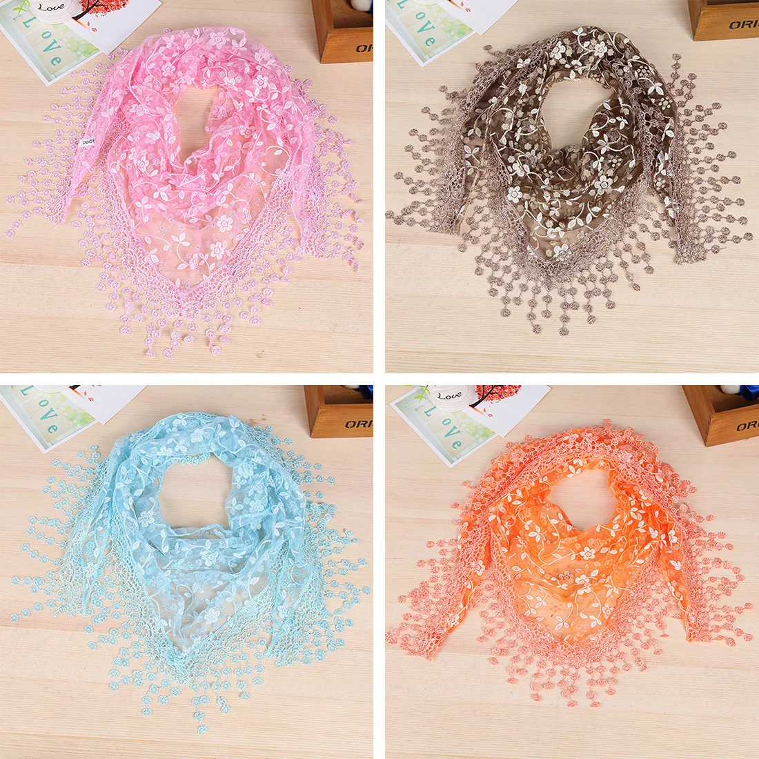 New Lace Sheer Floral Print Triangle Veil Scarf poncho Shawl Hot Wrap Tassel Lace Openwork Fringed Triangle Scarfs Plaid Femme
New Lace Sheer Floral Print Triangle Veil Scarf poncho Shawl Hot Wrap Tassel Lace Openwork Fringed Triangle Scarfs Plaid Femme