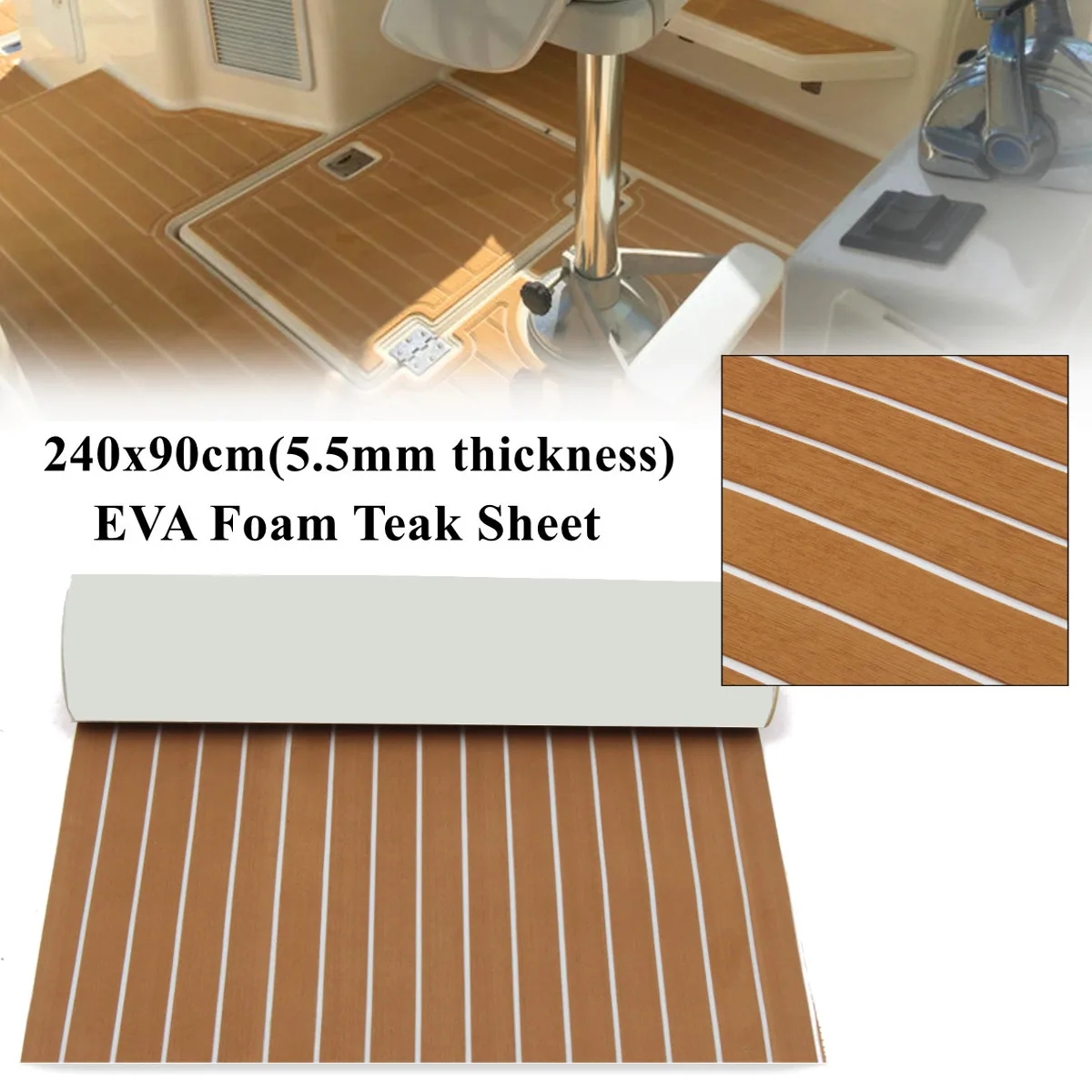 90x240cm Light Brown with White EVA Foam Teak Boat Car Flooring Sheet Yacht Synthetic Teak Decking Pad
90x240cm Light Brown with White EVA Foam Teak Boat Car Flooring Sheet Yacht Synthetic Teak Decking Pad