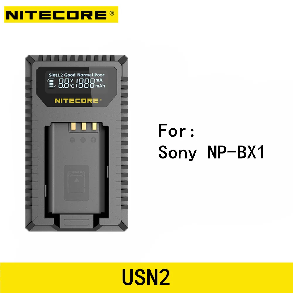 NITECORE USN2 USB Dual Slot Camera Charger For Sony NP-BX1 Battery Compatible DSC-HX350 DSC-H400 DSC-HX400 DSC-RX100M5 HDR-A300R |