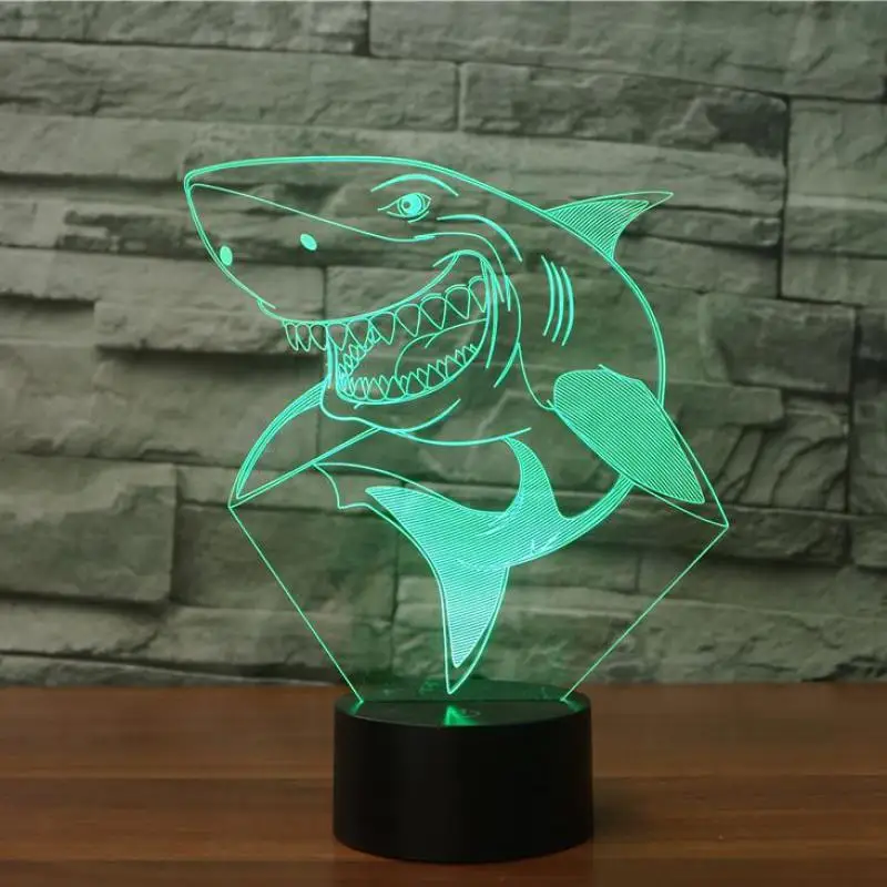 Shark 3d Lamp Colorful Touch Visual Led Night Light Atmosphere Gift Decorative Table Usb Christmas decorative lights | Освещение