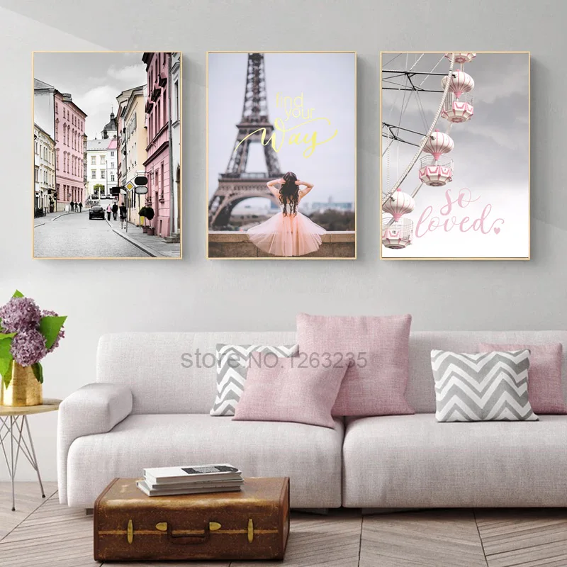 

Paris Tower Nordic Poster Love Wall Art Canvas Painting Quadro Wall Pictures For Living Room Picture Cuadros Decoracion Unframed