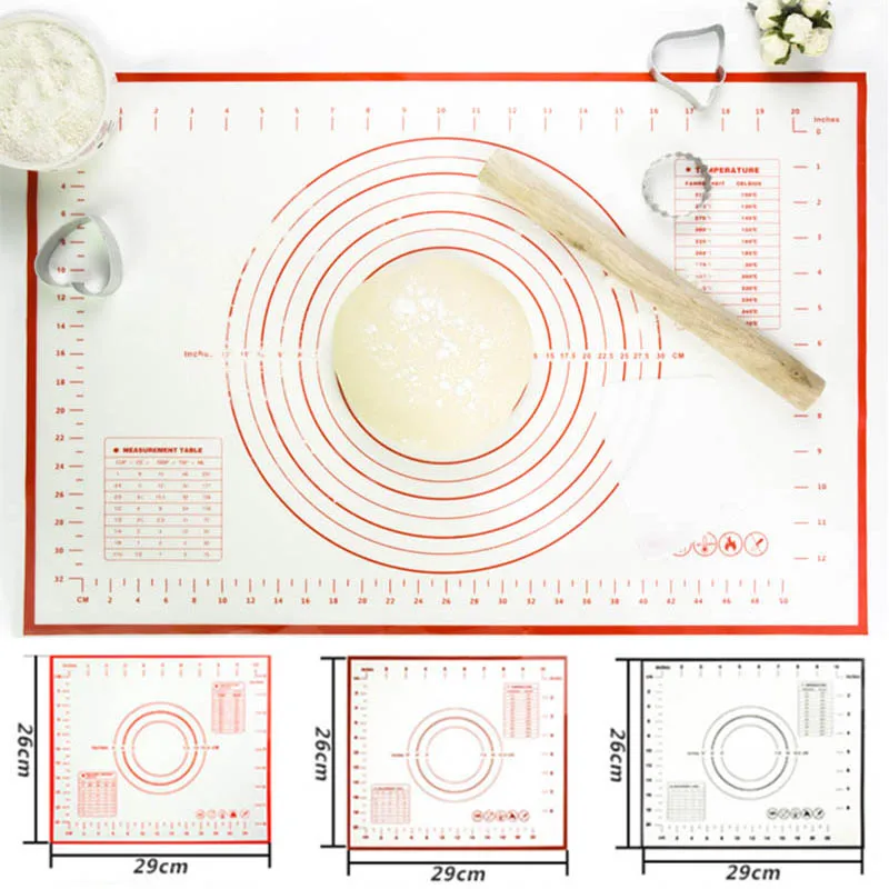Baking Mat Non Stick Pizza Dough Maker Bakeware Liners Pads Sheet Kneading Rolling Dough Pad Silicone Kitchen Gadgets 26*29CM
Baking Mat Non Stick Pizza Dough Maker Bakeware Liners Pads Sheet Kneading Rolling Dough Pad Silicone Kitchen Gadgets 26*29CM