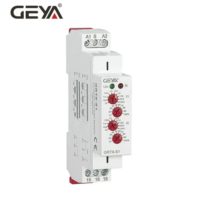 

GRT8-S Multifunction Adjustable Timer Repeat Relay SPDT AC220V 16A AC/DC12V-240V Electric Protective Asymmetric Cycle