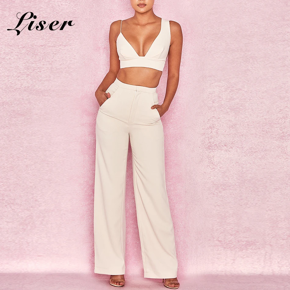 Liser 2018 New Summer Women Pants V Neck Two Pieces Pant Sexy Elegant Club Evening Party Beige Wide Leg Pants Vestidos Wholesale
Liser 2018 New Summer Women Pants V Neck Two Pieces Pant Sexy Elegant Club Evening Party Beige Wide Leg Pants Vestidos Wholesale