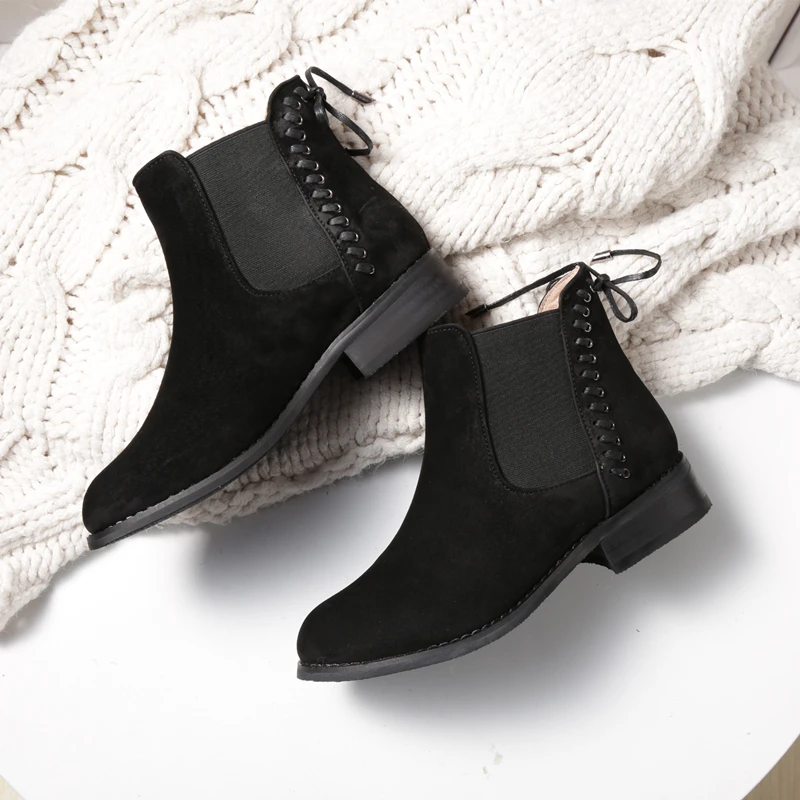 Genuine cow suede Leather women chelsea Ankle winter flats Boots Comfortable quality soft Shoes Brand Designer Handmade with fur
Genuine cow suede Leather women chelsea Ankle winter flats Boots Comfortable quality soft Shoes Brand Designer Handmade with fur