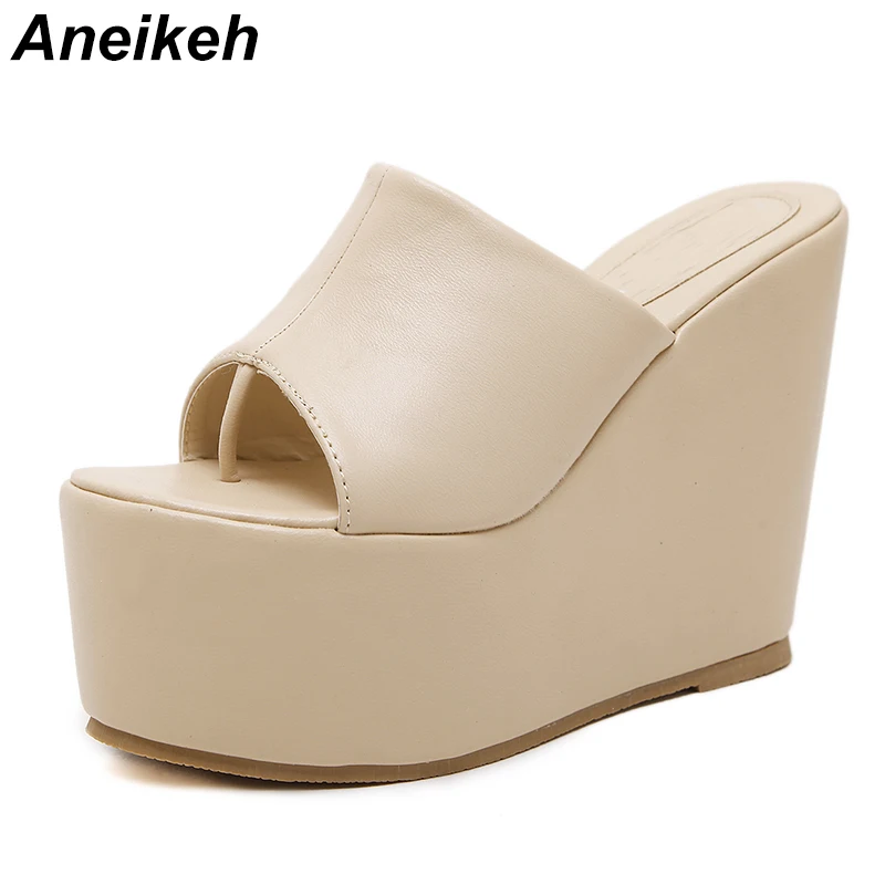 Aneikeh 2019 Leisure PU Summer Ladies Slipper Outer Wedges Ladies Slippers Apricot Round Toe Flip Flops Platform Solid Size34-39
Aneikeh 2019 Leisure PU Summer Ladies Slipper Outer Wedges Ladies Slippers Apricot Round Toe Flip Flops Platform Solid Size34-39